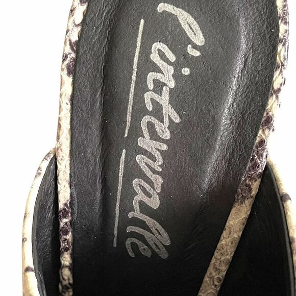 L’INTERVALLE Python Snake Print Square Toe Mule Heels Black Cream 40 - Picture 8 of 13